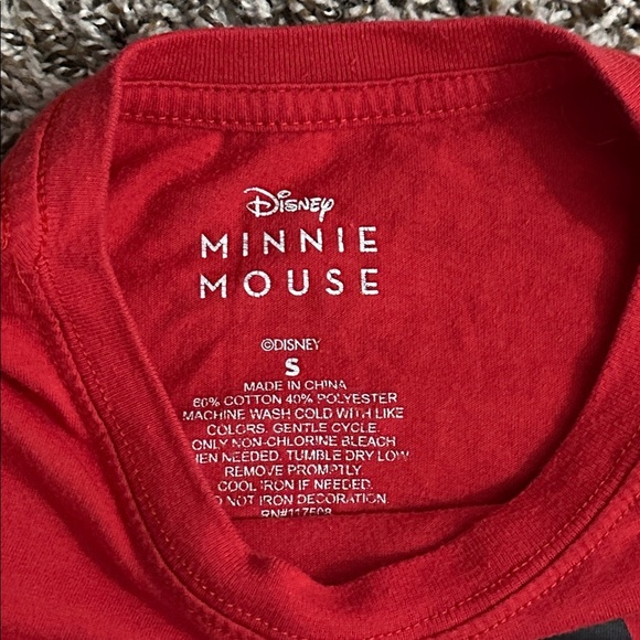 Disney Minnie Mouse Long Sleeve Pullover Cropped Shirt Womens Red Small - Picture 4 of 5